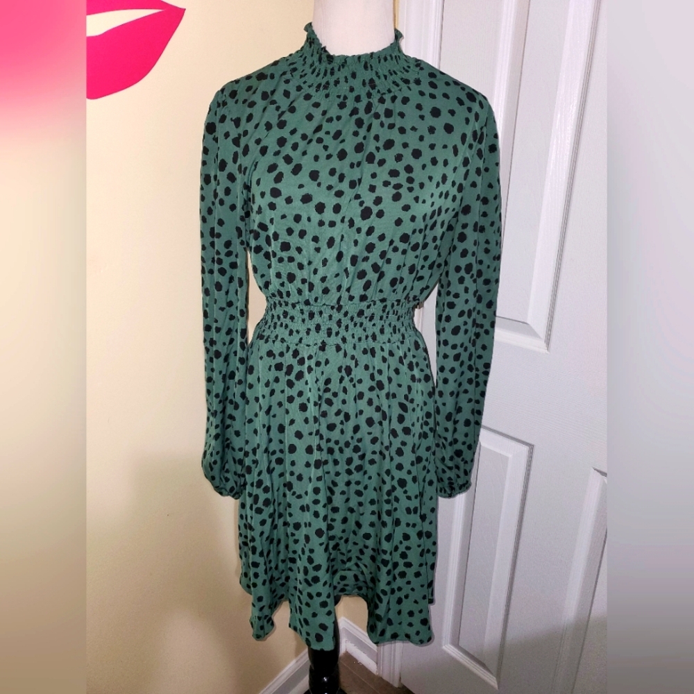 Dalmatian Print Empire Waist Dress